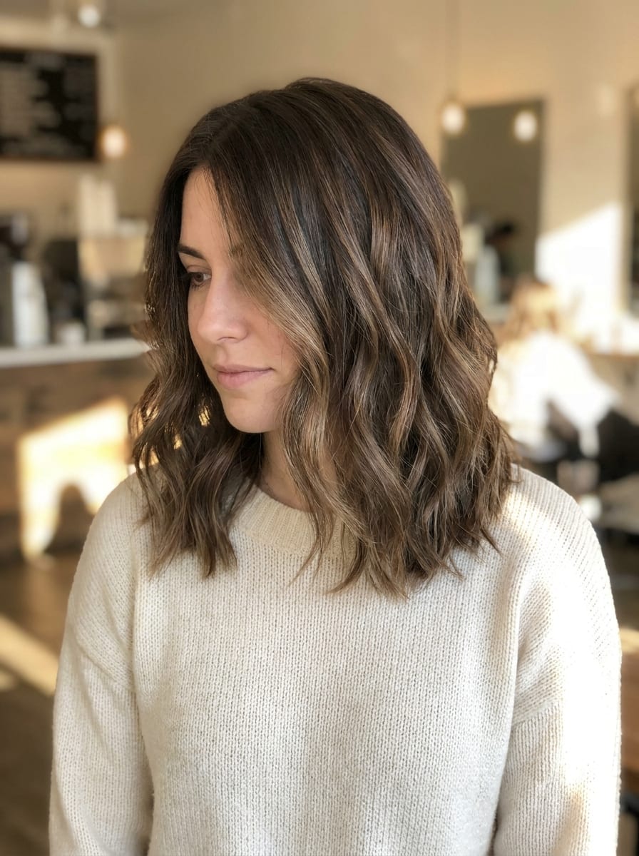 Beige Balayage auf braunen Haaren - Balayage braune Haare